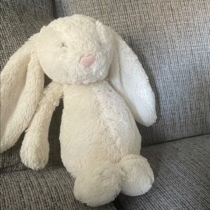 Jellycat Bashful Cream Plush Bunny with Pink Nose
